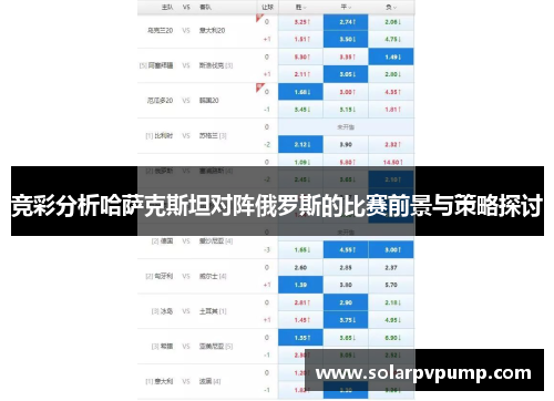 竞彩分析哈萨克斯坦对阵俄罗斯的比赛前景与策略探讨